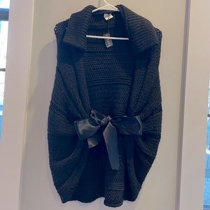 New FURLA black winter jacket vest poncho cape